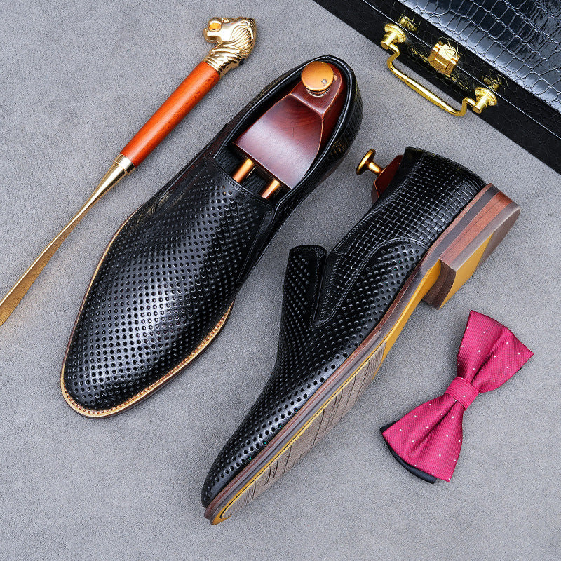 Men's Summer Hollow Business Genuine Comfortable Soft Leather Shoes
