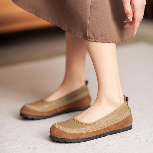 Women's Retro Genuine Shallow Mouth Soft Bottom Casual Shoes