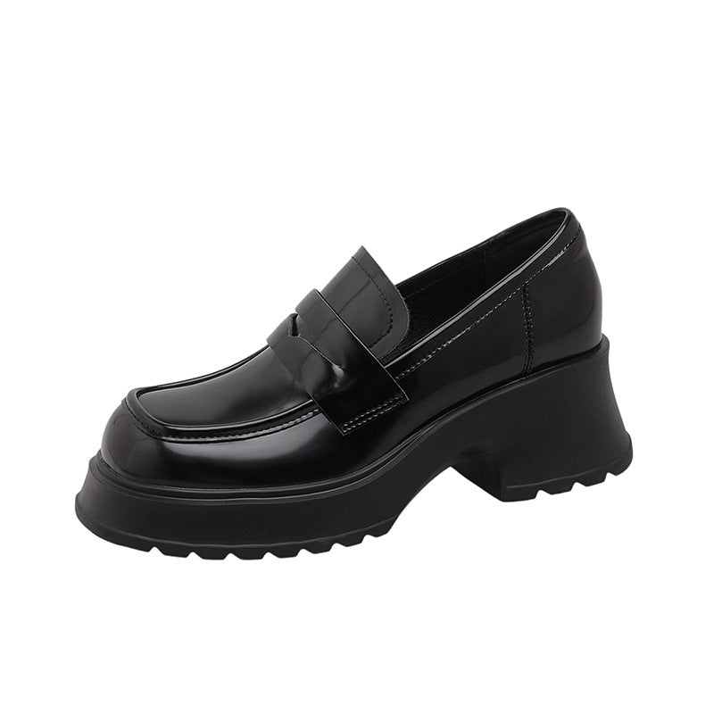 Women's Small Spring British Style Pumps Platform Leather Shoes