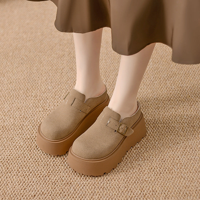 Women's Toe Cap Half Outdoor Height Increasing Slippers