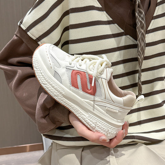 Women's Mesh Breathable Clunky Soft Bottom Platform Sneakers