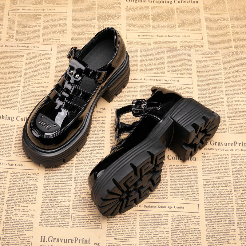 Women's Summer Genuine Platform High Thick Height Leather Shoes