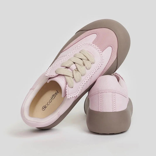 Women's White Puffy Platform Fat German Training Women's Casual Shoes