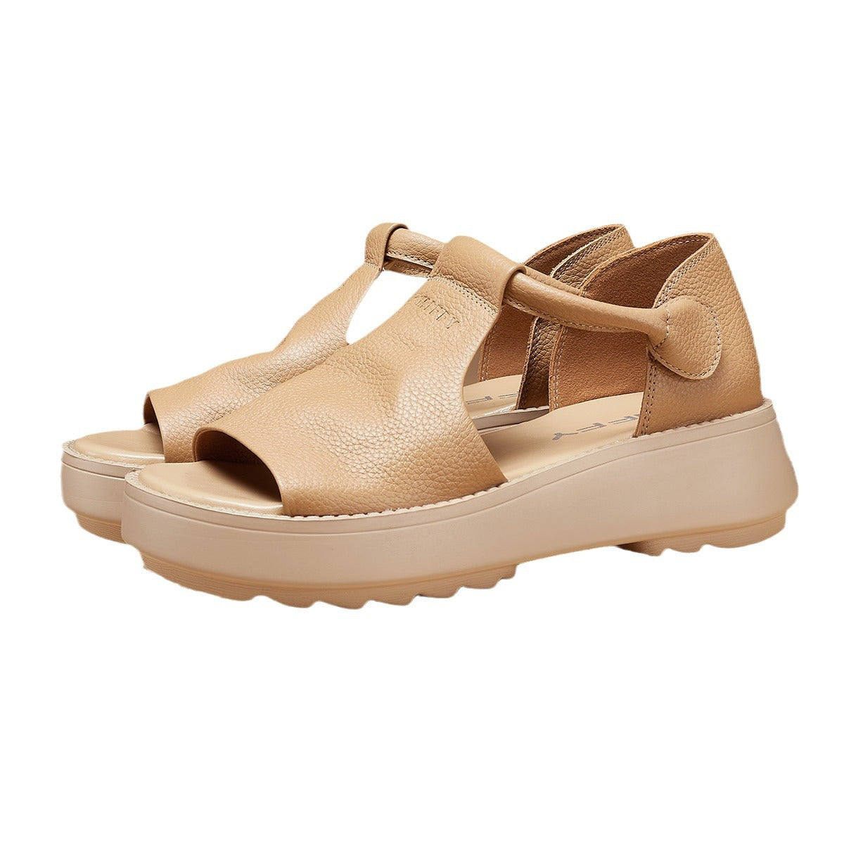 Women's Layer Cowhide Summer Retro Style Thick Sandals