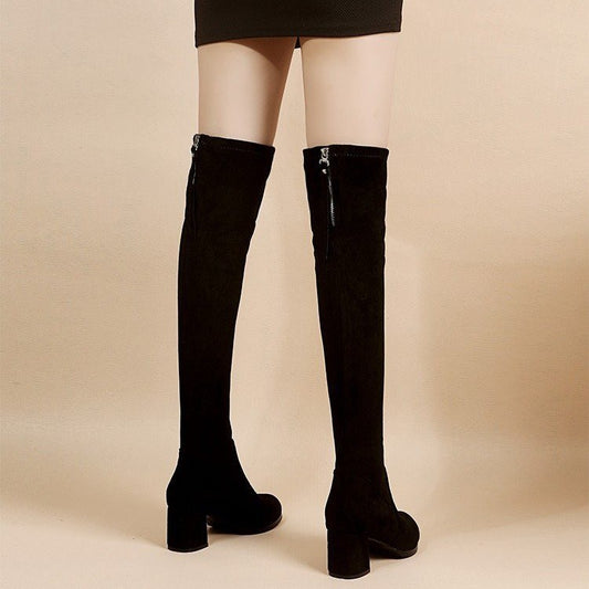 Women's Over The Knee Korean Chunky Pointed Toe Boots