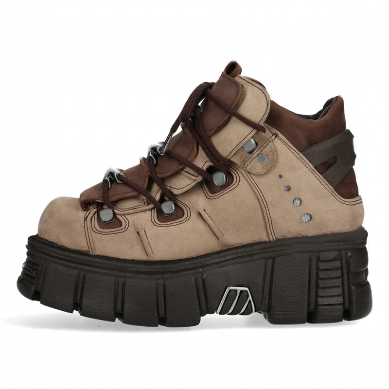 Spring Spanish Fashion Retro Contrast Color Punk Muffin Increased Boots