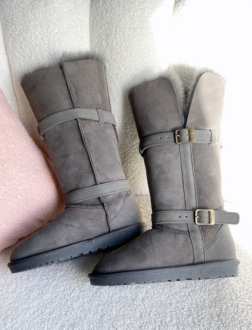 Women's Sheepskin Fur For Ring Two-way Wear Snow Boots
