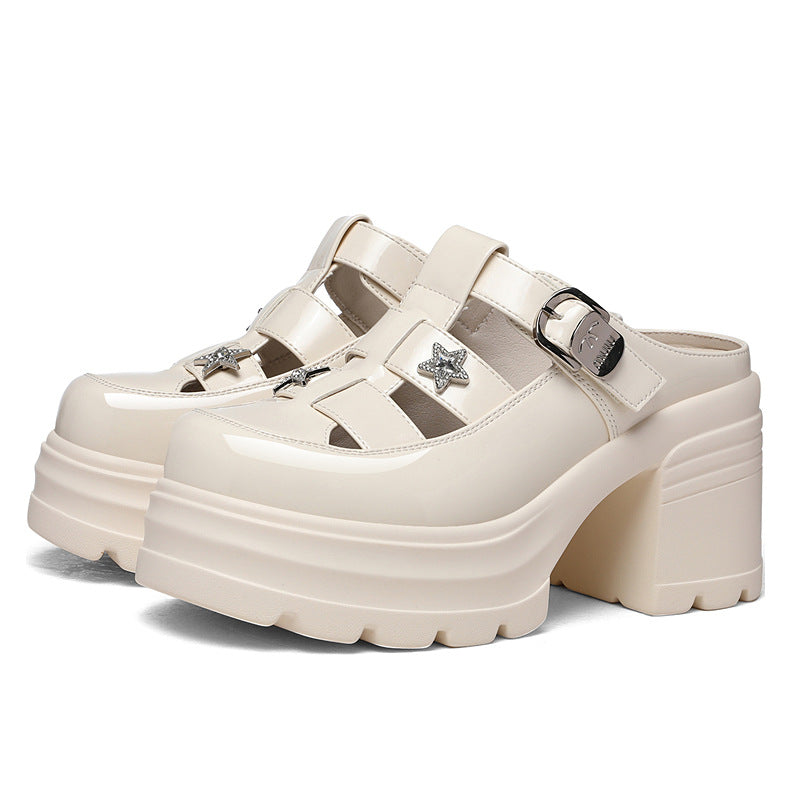 Women's Stylish Height Increasing Thick Bottom Toe Cap Summer Dignified Women's Fashion Shoes