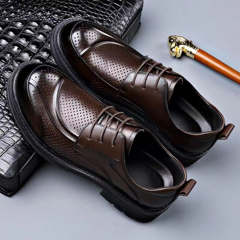 Men's Hollow Business Formal Versatile Breathable Genuine Leather Shoes