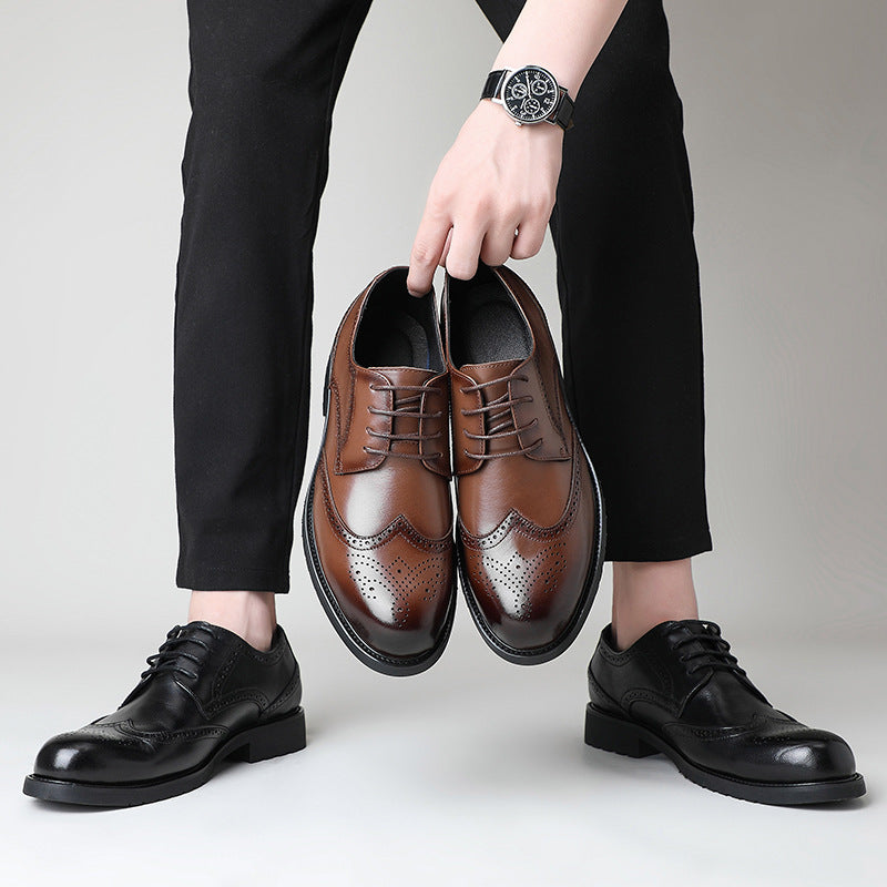 Men's First Layer Cowhide Soft Sole British Men's Business Leather Shoes