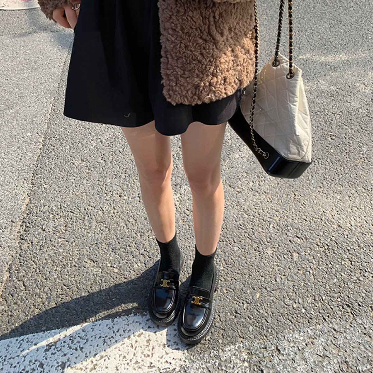 Women's Cowhide Version Soft Small Arc Platform Loafers