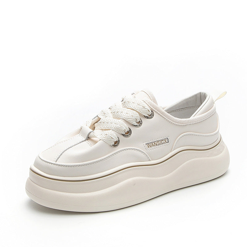 Women's Spring Platform White Genuine Flat Sports Sneakers