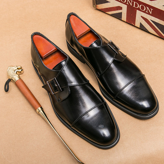 Men's Pointed Toe Business Formal Wear Low-cut Leather Shoes