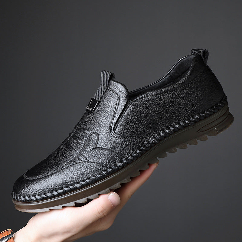 Men's Spring First Layer Cowhide Soft Bottom Casual Shoes
