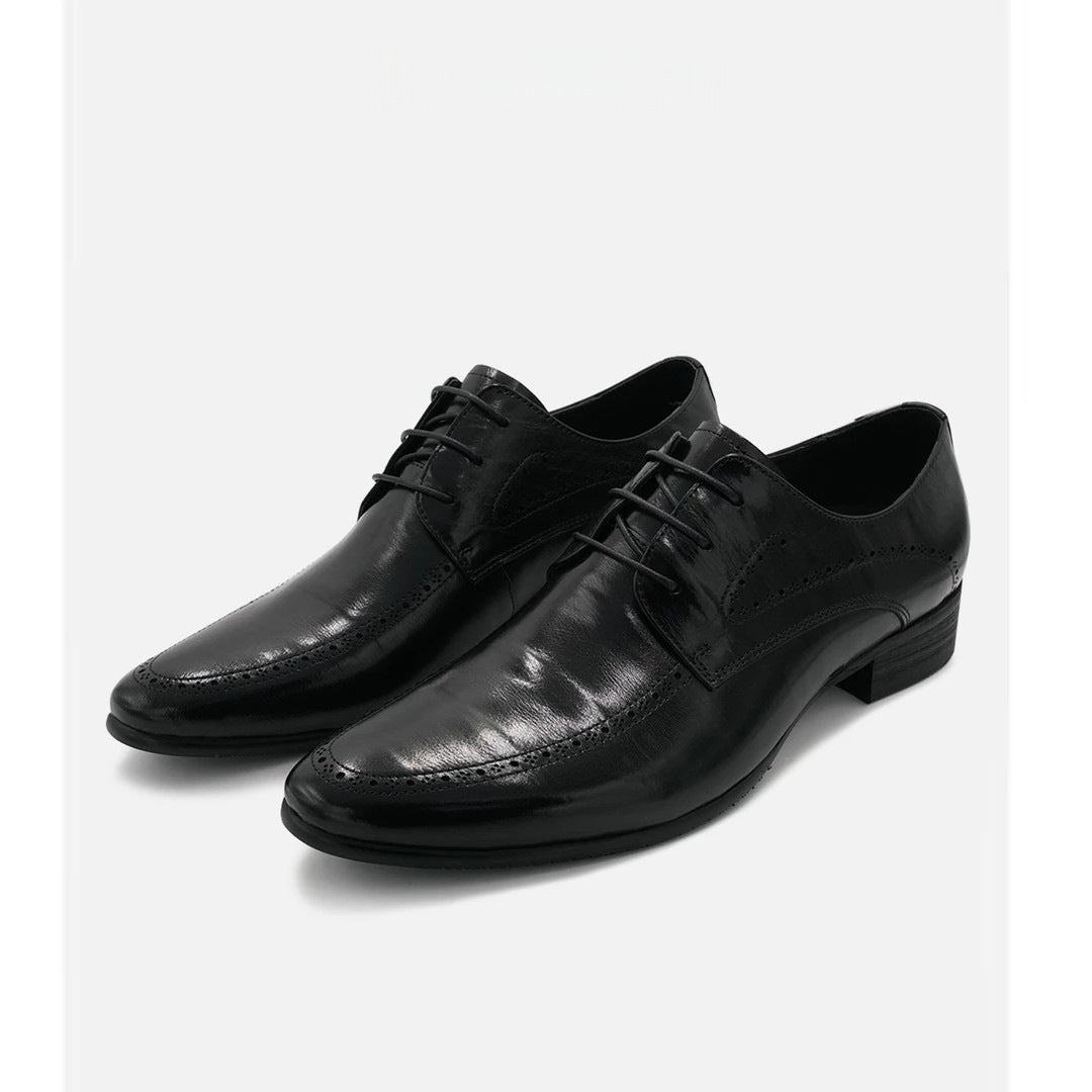 Men's Pointed Toe Genuine Fashion Derby Trendy Leather Shoes