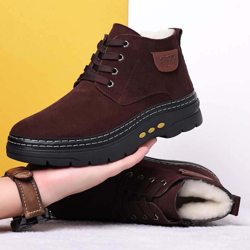 Men's Wool Fur Integrated Warm Leisure Ankle Men's Shoes