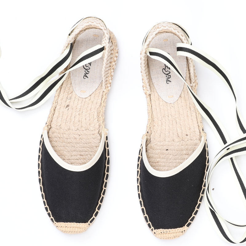 Women's Summer Flat Linen Sole Striped Breathable Canvas Shoes