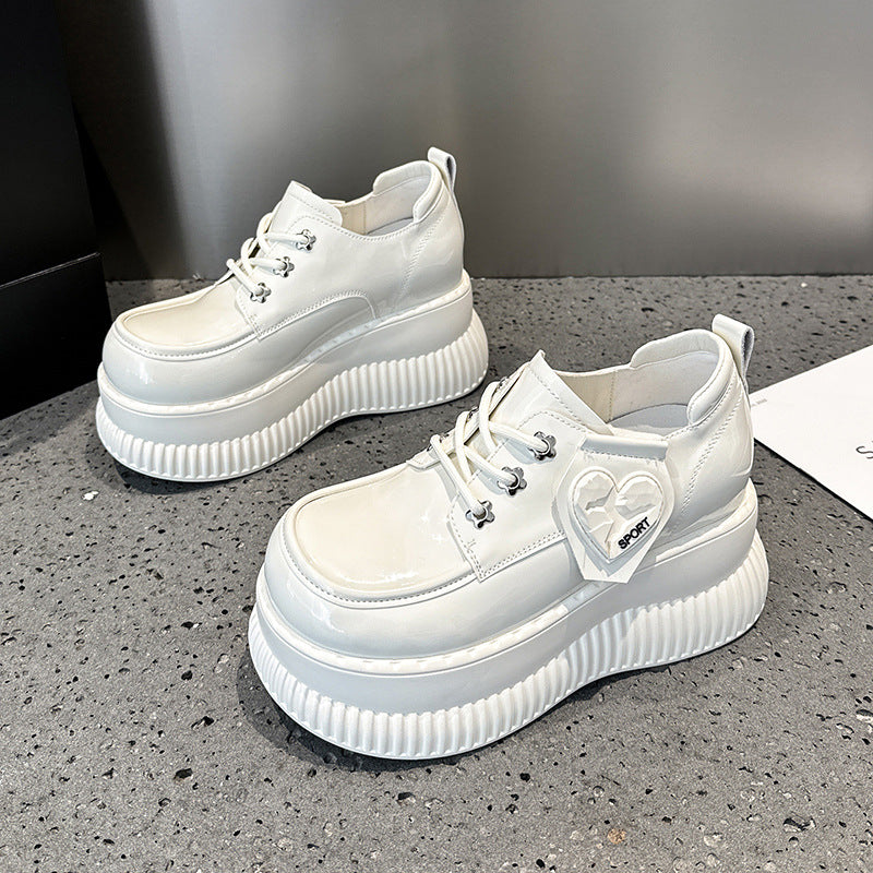 Women's Platform Spring British Style Height Increasing Leather Shoes