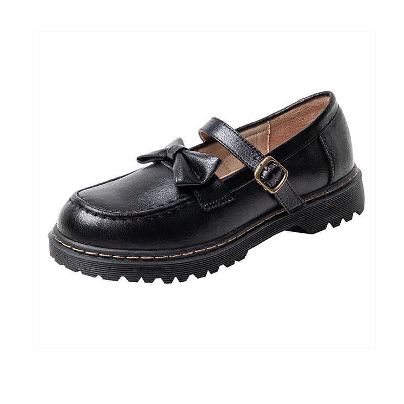 Women's With Skirt Autumn Mary Jane Uniform Mid Bow Buckle Retro Women's Fashion Shoes