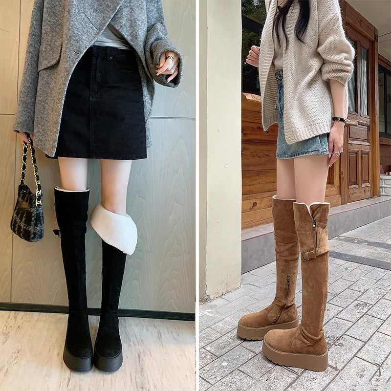 Women's Platform Tall Cycling Two-way Wear Small Snow Boots