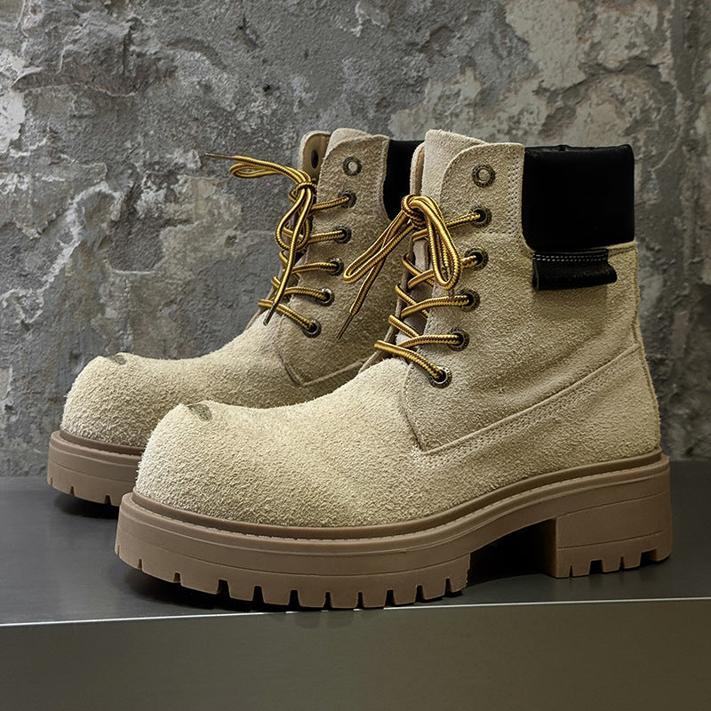 Women's & Men's Worker Platform Height Increasing British Style Boots