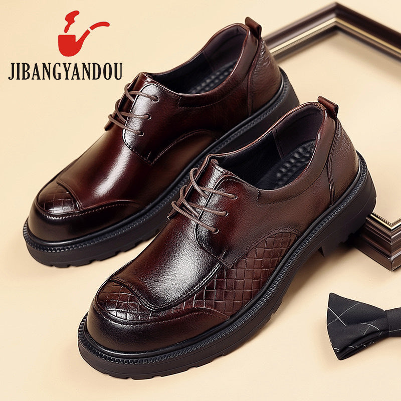 First Layer Pure Cattlehide Big Head Men's Casual Leather Shoes