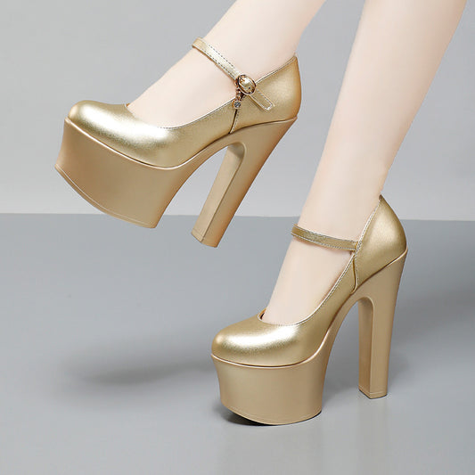Cm Golden Waterproof Platform High Wedding Chunky Performance Cheongsam Catwalk Women's Fashion Shoes