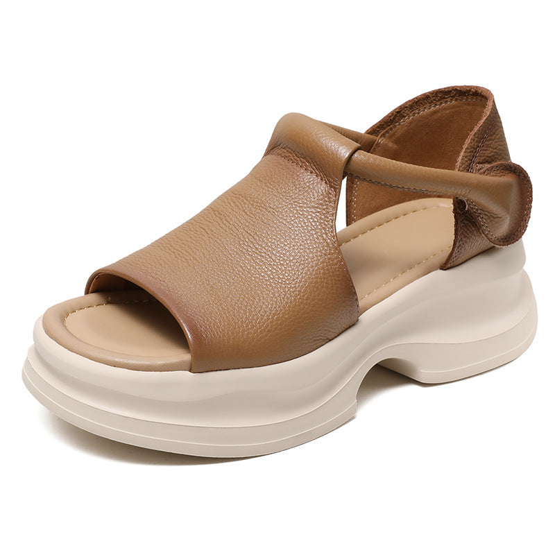 Women's Top Layer Cowhide Roman Open Toe Breathable Sandals