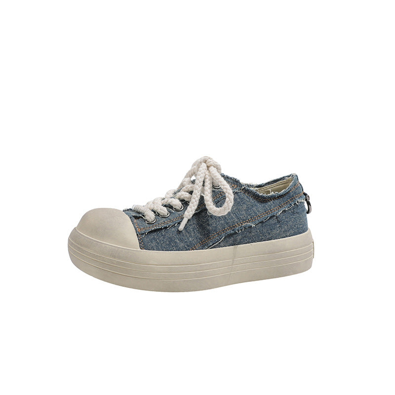 Sole Height Increasing Mickey Denim Couple Sports Sneakers