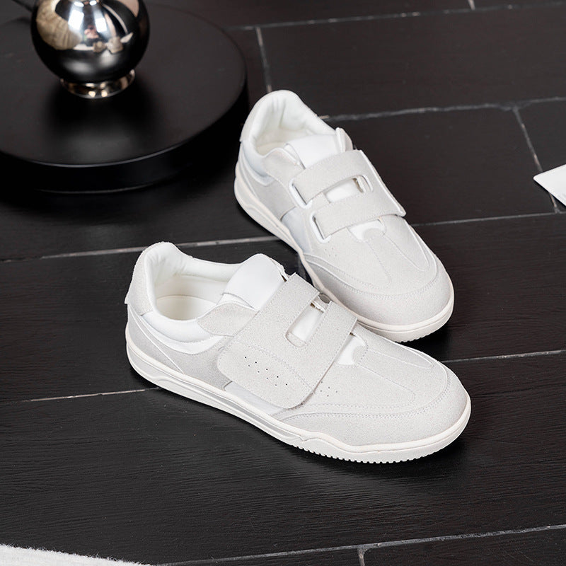 Women's Round Toe Velcro Niche Flat White Casual Shoes