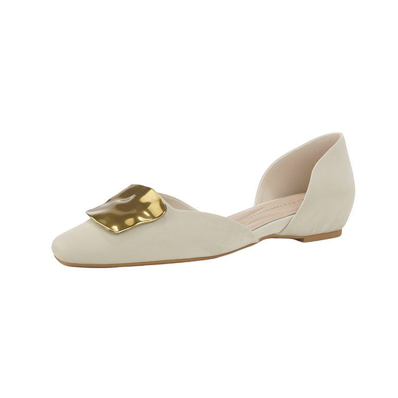 Style Square Toe Metal With Hidden Female Gentle Temperament Women's Fashion Shoes