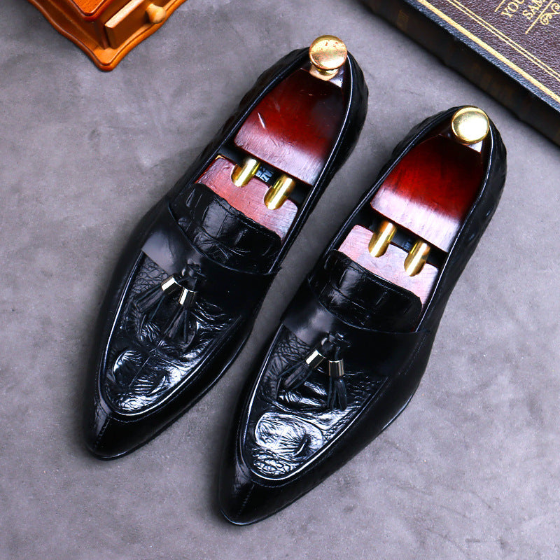 Men's Big Promotion Cowhide Formal British Pattern Embossed Sneakers