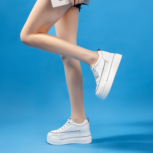 Massage Height Increasing Insole Platform White Casual Shoes