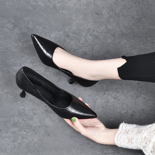 Women's High First Layer Cowhide Simple Shallow Women's Shoes