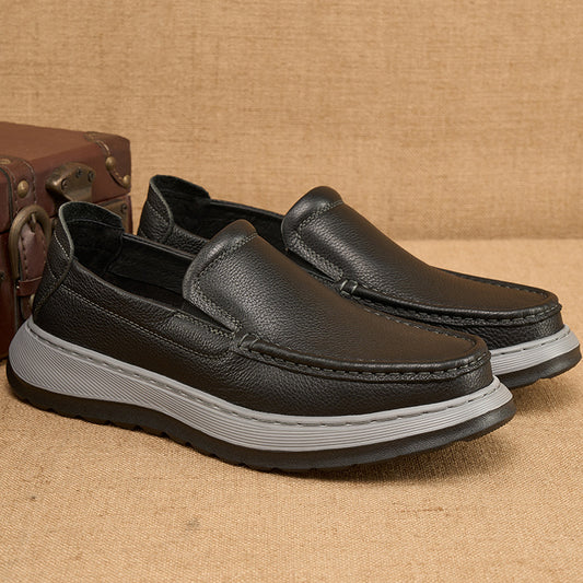 Men's Contrast Color Tods Rubber Foam Solid Leather Shoes