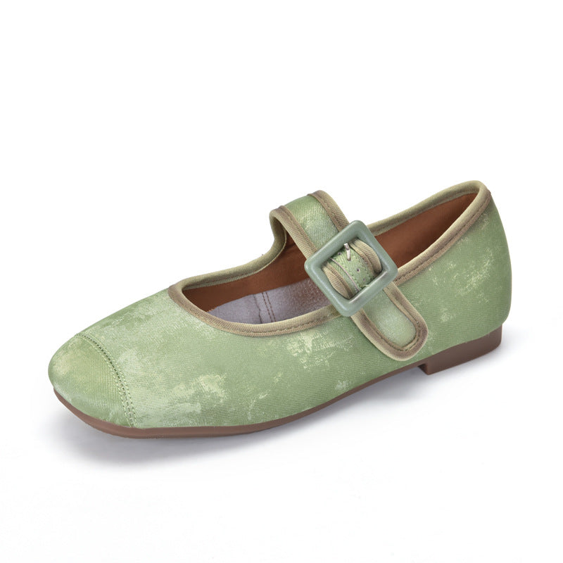 Women's Two Pairs Of Chinese Silk Genuine Shallow Mouth Soft Casual Shoes