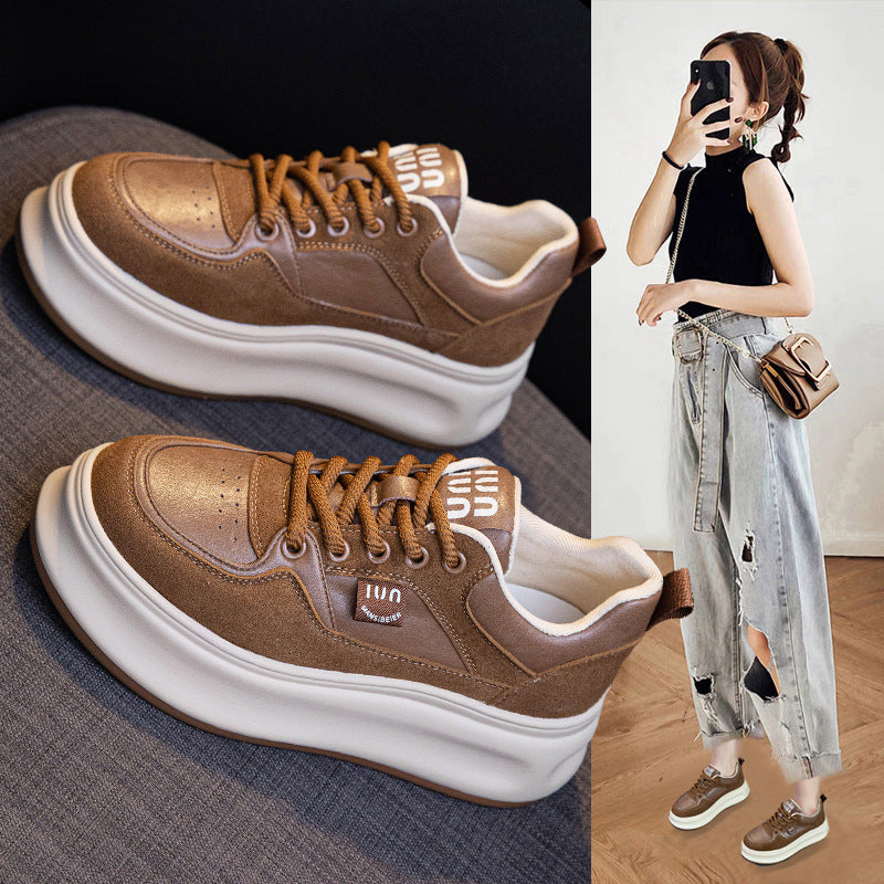 Women's Thick-soled White Sports Leisure Platform Small Height Increasing German Men's Shoes