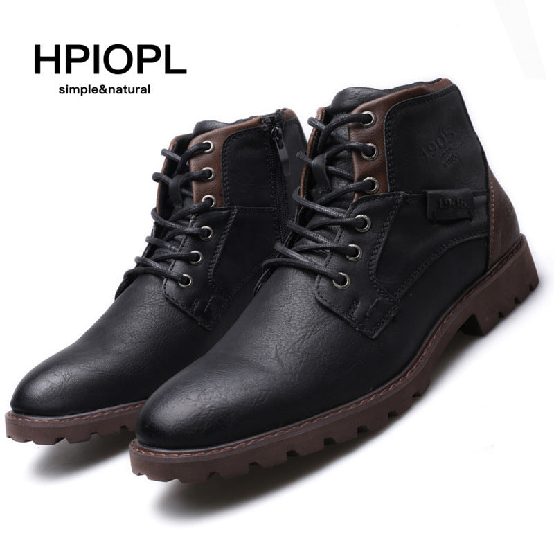 Men's Plus Size Martin Zipper Ankle Retro Boots