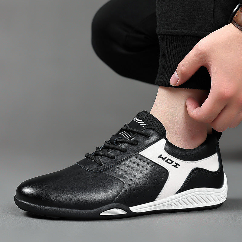 Men's Spring Fashion Trendy Sports Breathable Running Leather Shoes