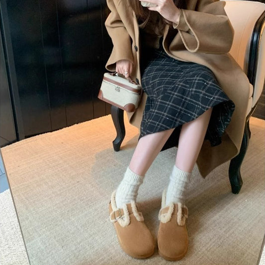 Cowhide Su Walking Small Jacket Fleece-lined Women's Shoes