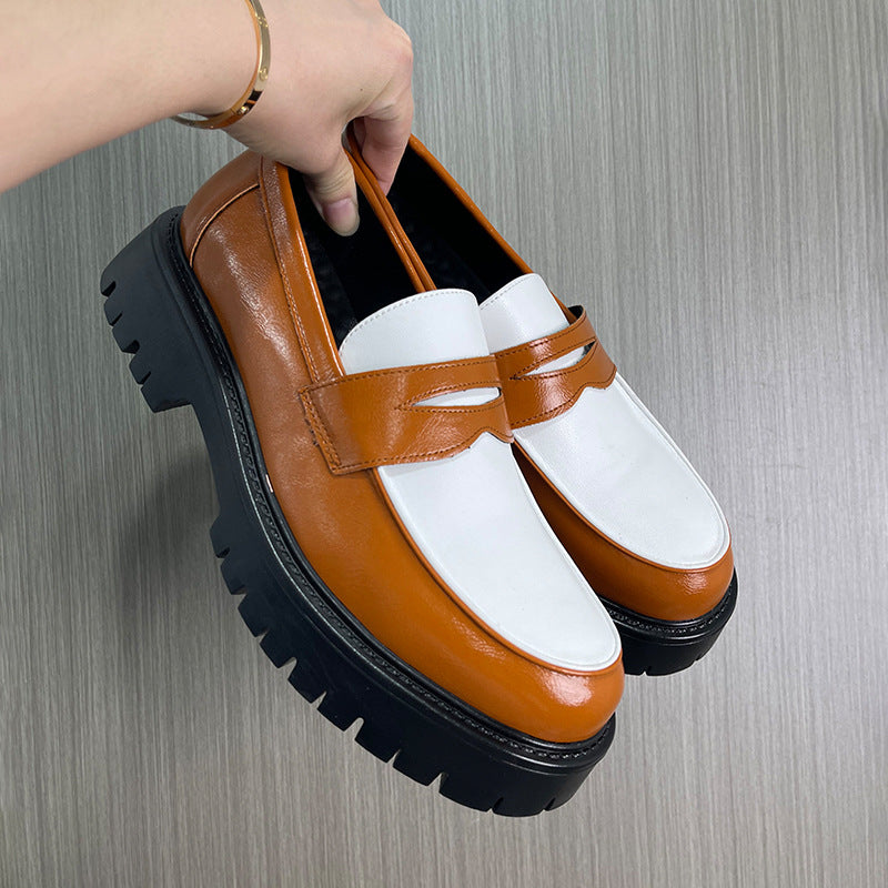 Men's Color Matching Green Lazy Slip On Loafers