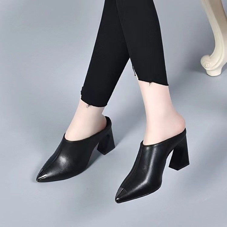 Women's Half Pointed Summer Outer Wear Chunky Non Heels