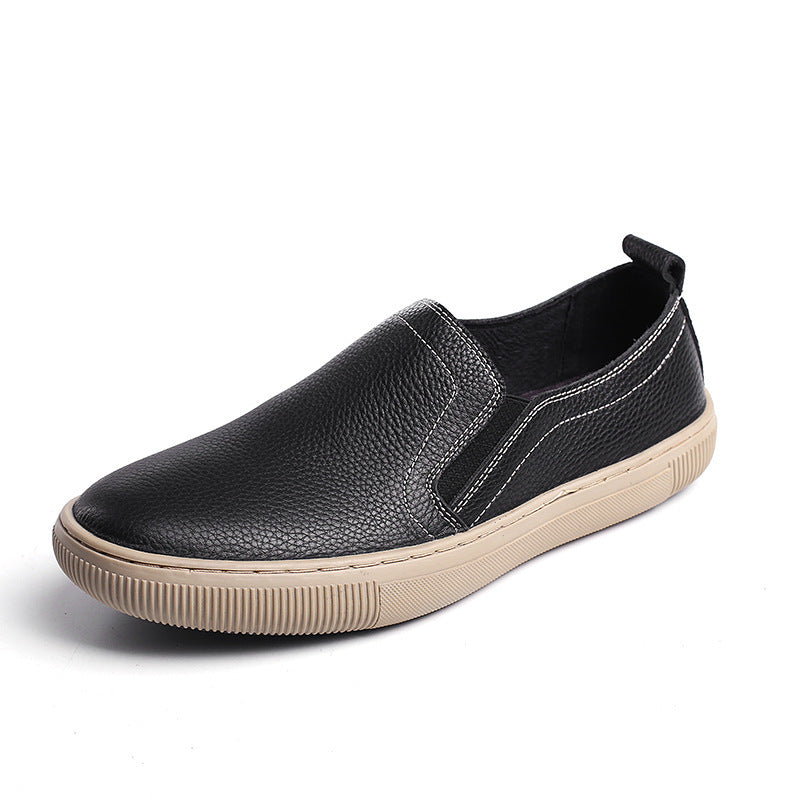 Men's Layer Cowhide Low-cut Slip-on Lofter Lightweight Pumps Fashion Business Men's Shoes