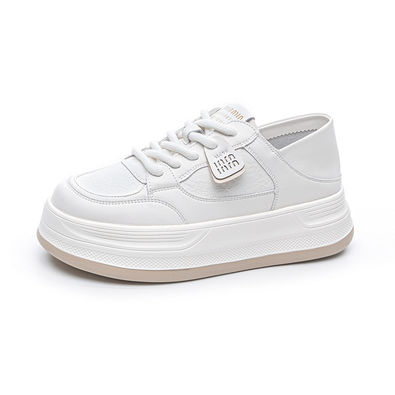 Women's White Spring Thick Bottom Height Increasing Insole Popular Women's Casual Shoes