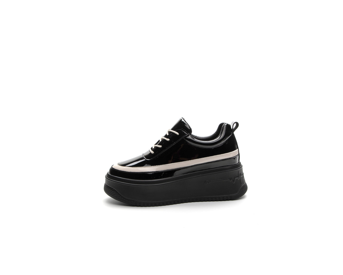 Women's Platform Height Increasing Insole Patent Lace Casual Shoes