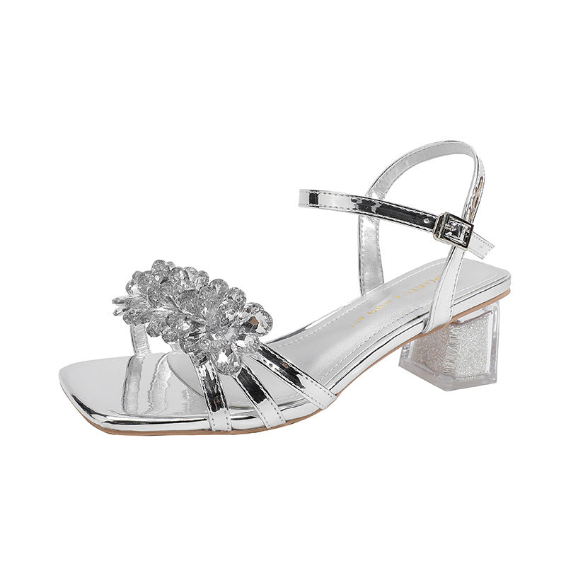 Women's Fattened Plus Size Dignified Rhinestone Fashion Heels