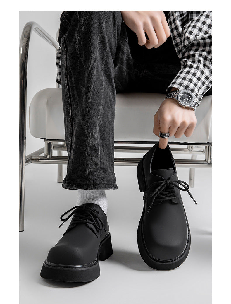 Men's Derby Big Toe Height Increasing Thick Bottom Leather Shoes