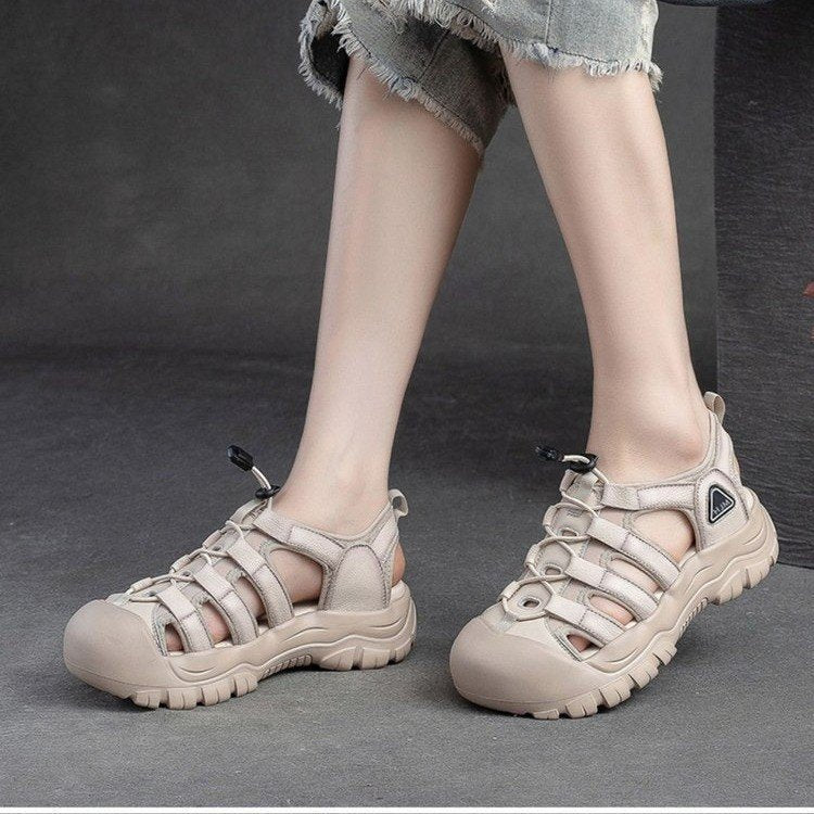 Women's Toe Sports Summer Breathable Board Cowhide Sandals