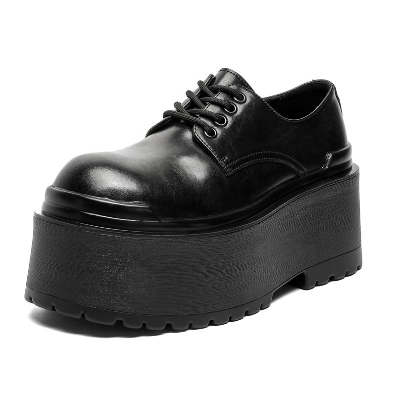 Men's Thick Bottom Increased Derby British Style Leather Shoes