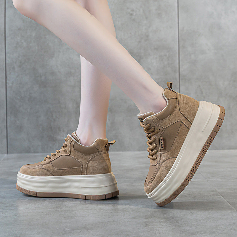 Women's Platform White Spring Comfortable Small Height Casual Shoes